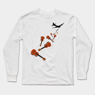 Bomber Plane Dropping Ukuleles Long Sleeve T-Shirt